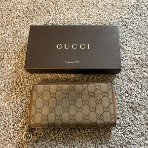 Gucci Monogram Long Zip Around Wallet